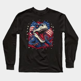 Patriotic Dinosaur Long Sleeve T-Shirt
